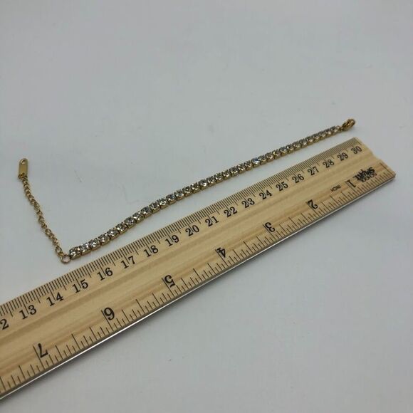 18K Gold Plated Stainless Steel "Tennis" Bracelet Cubic Zirconia Waterproof - Picture 12 of 13